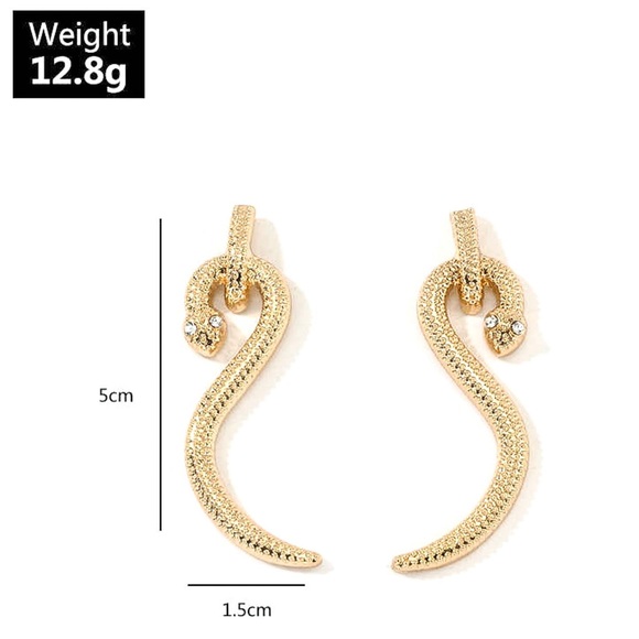 2/$20! Gold Serpent Drop Stud Earrings - Picture 6 of 8